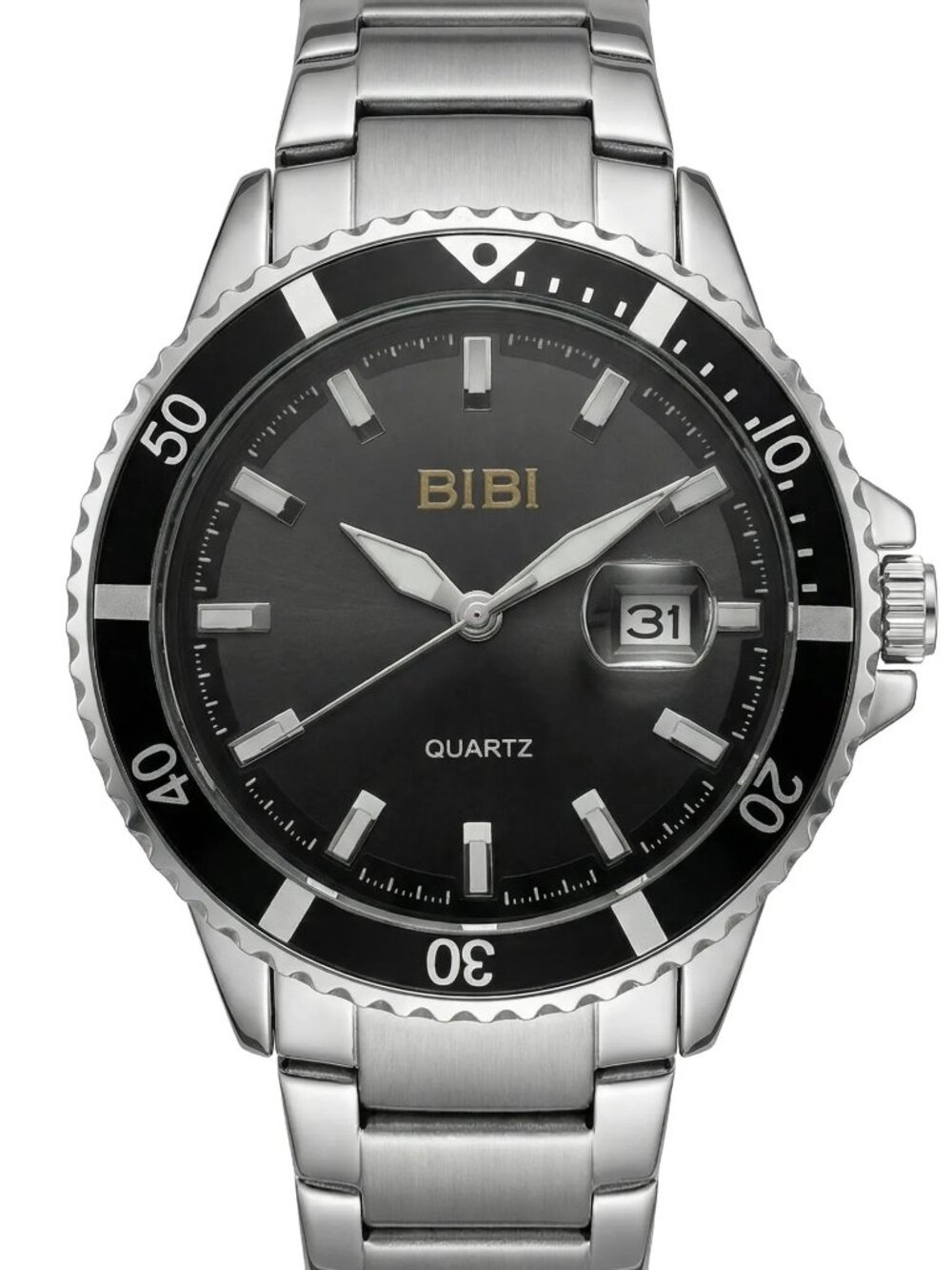 BiBi-B0018 Black Dial Black Case Silver Band
